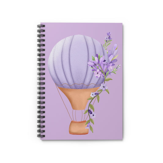 🪻 Purple Hot Air Balloon Spiral Notebook-Ruled Line - Lavender Design