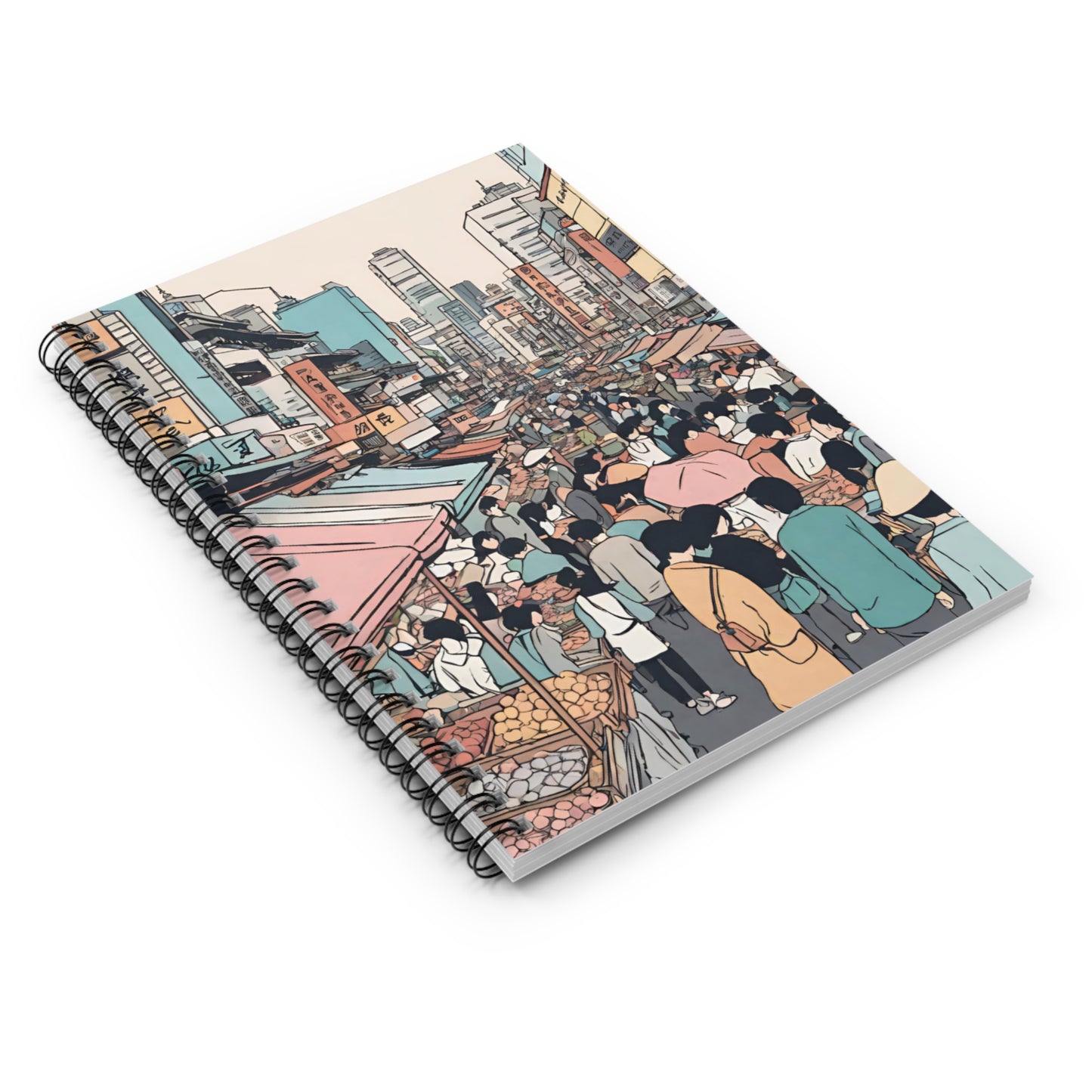 Colorful Japanese Market Spiral Notebook-Ruled Line - 118 Pages