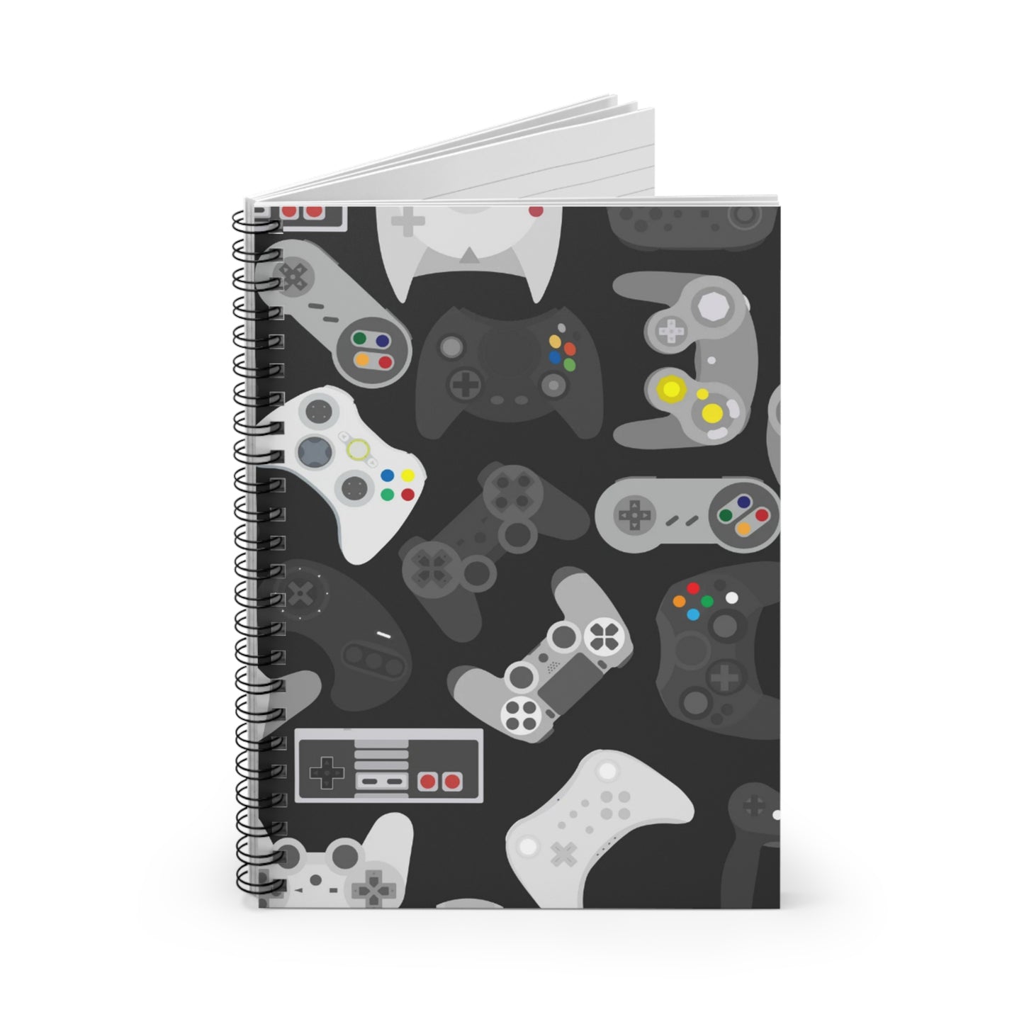 🎮 Retro Video Game Controllers Spiral Notebook-Ruled Line | 6" x 8" | 118 Pages