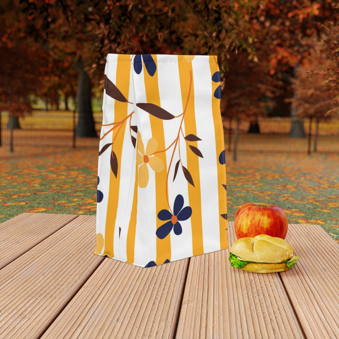 Blooms in Stripes Polyester Lunch Bag