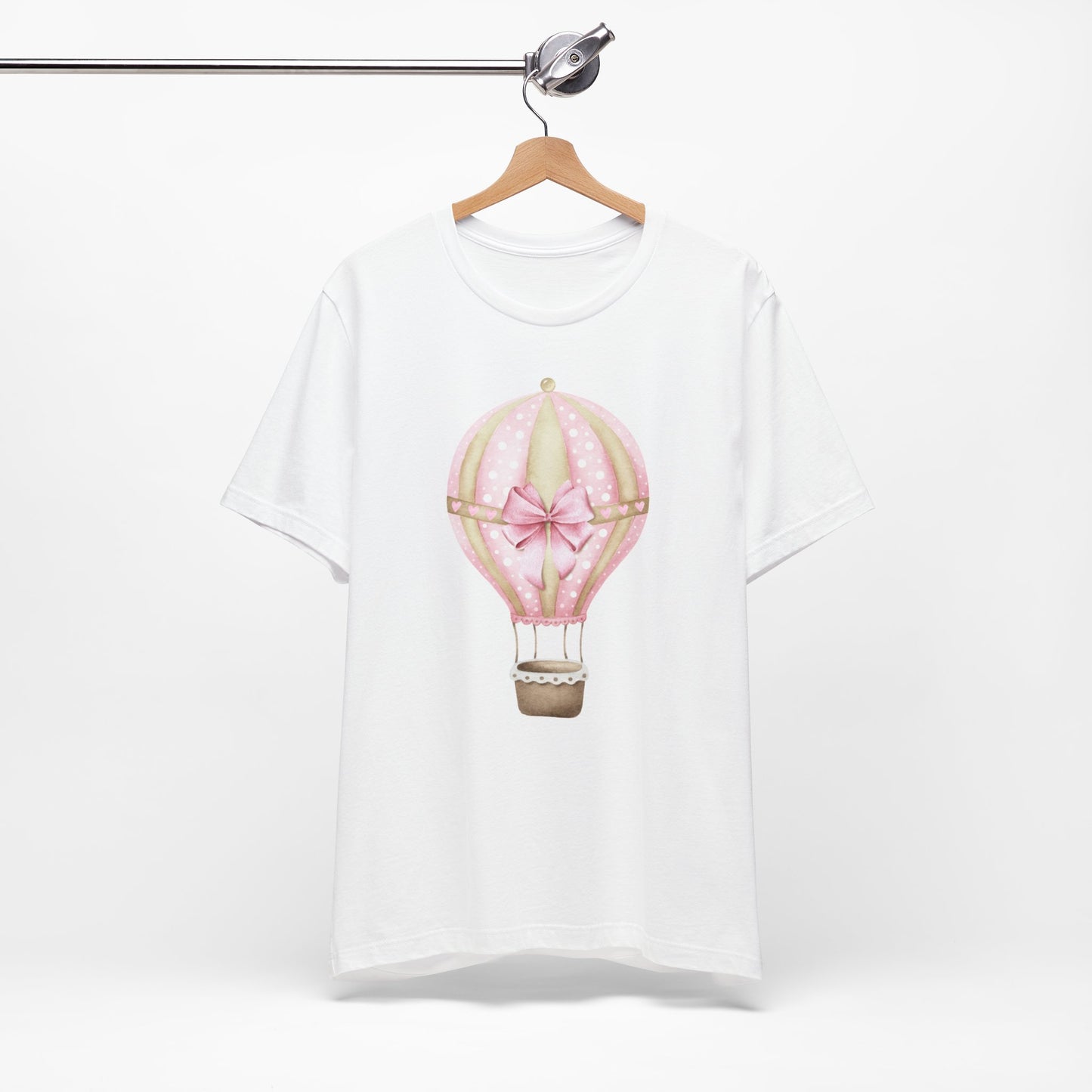 Coquette Pink and Gold Hot Air Balloon Unisex Jersey Short Sleeve Tee