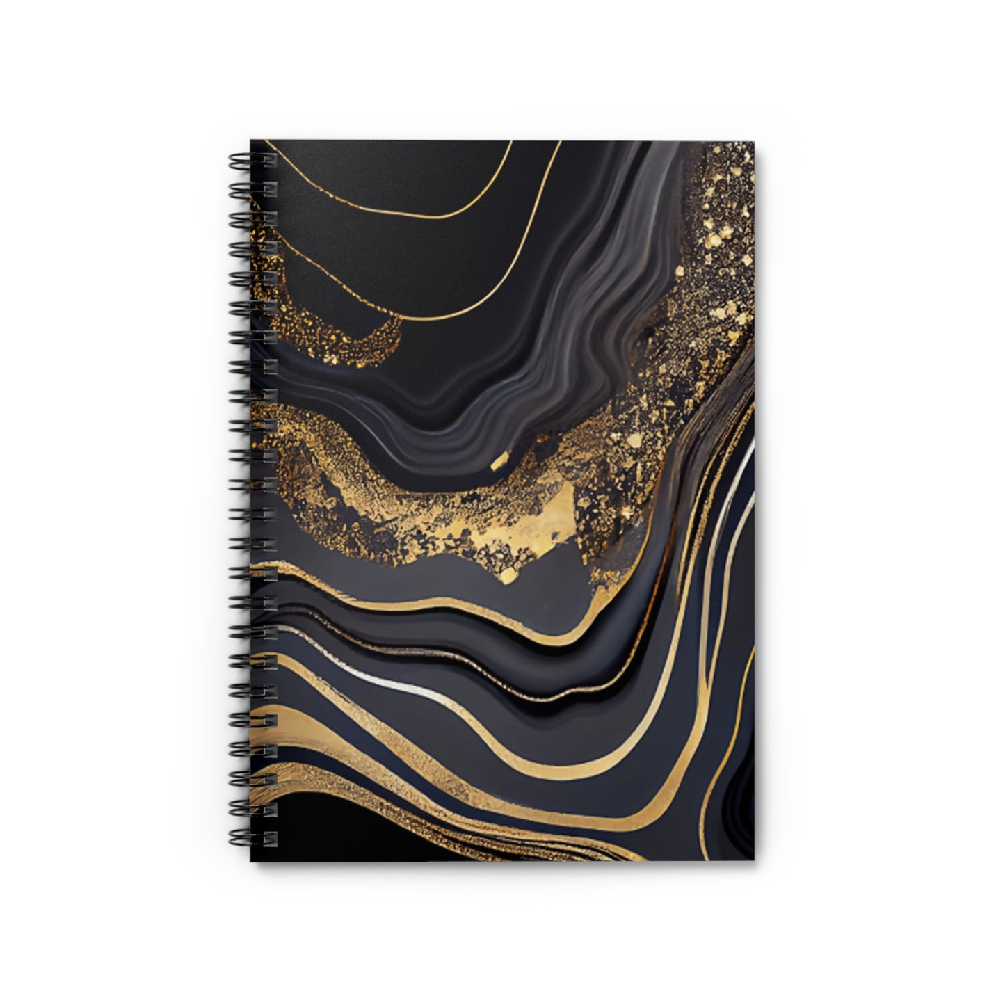 📒 Black and Gold Marble Spiral Notebook - Ruled Line