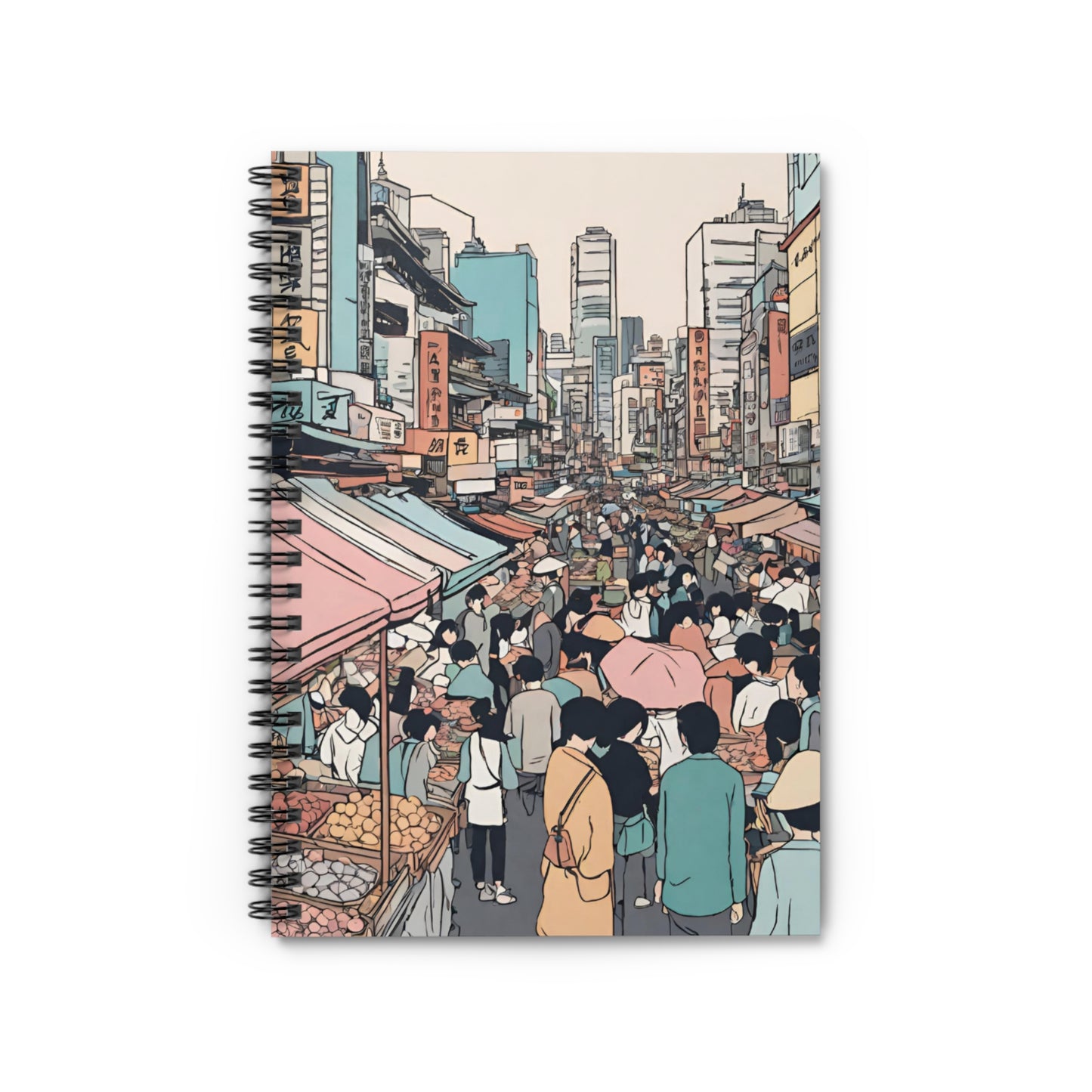 Colorful Japanese Market Spiral Notebook-Ruled Line - 118 Pages