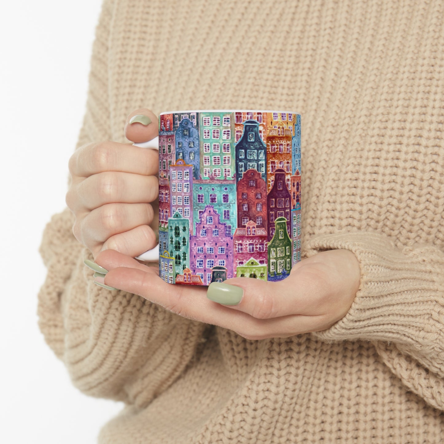 🏙️ Painted Buildings Ceramic Mug 11oz