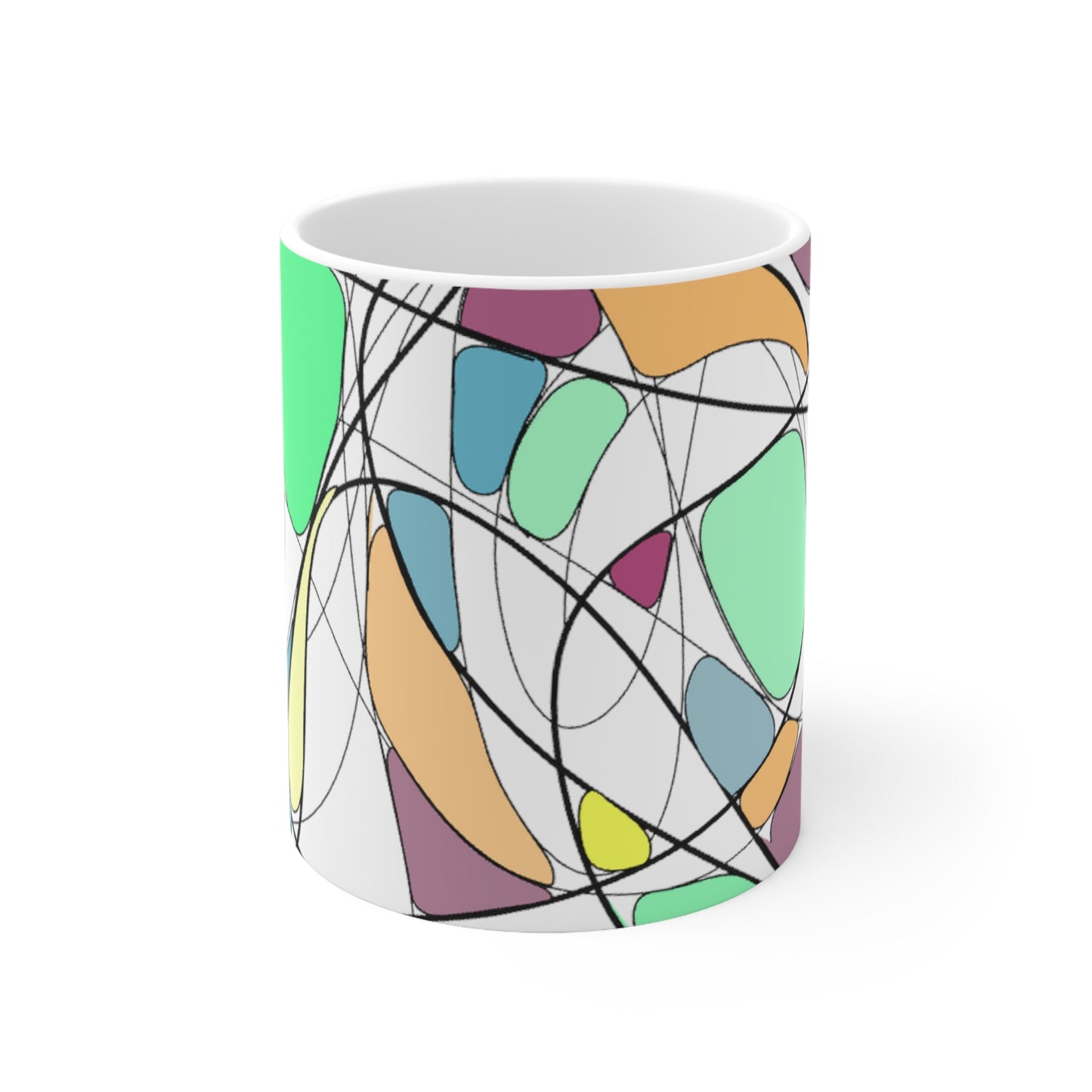 Hand-Drawn Abstract Ceramic Mug - 11oz