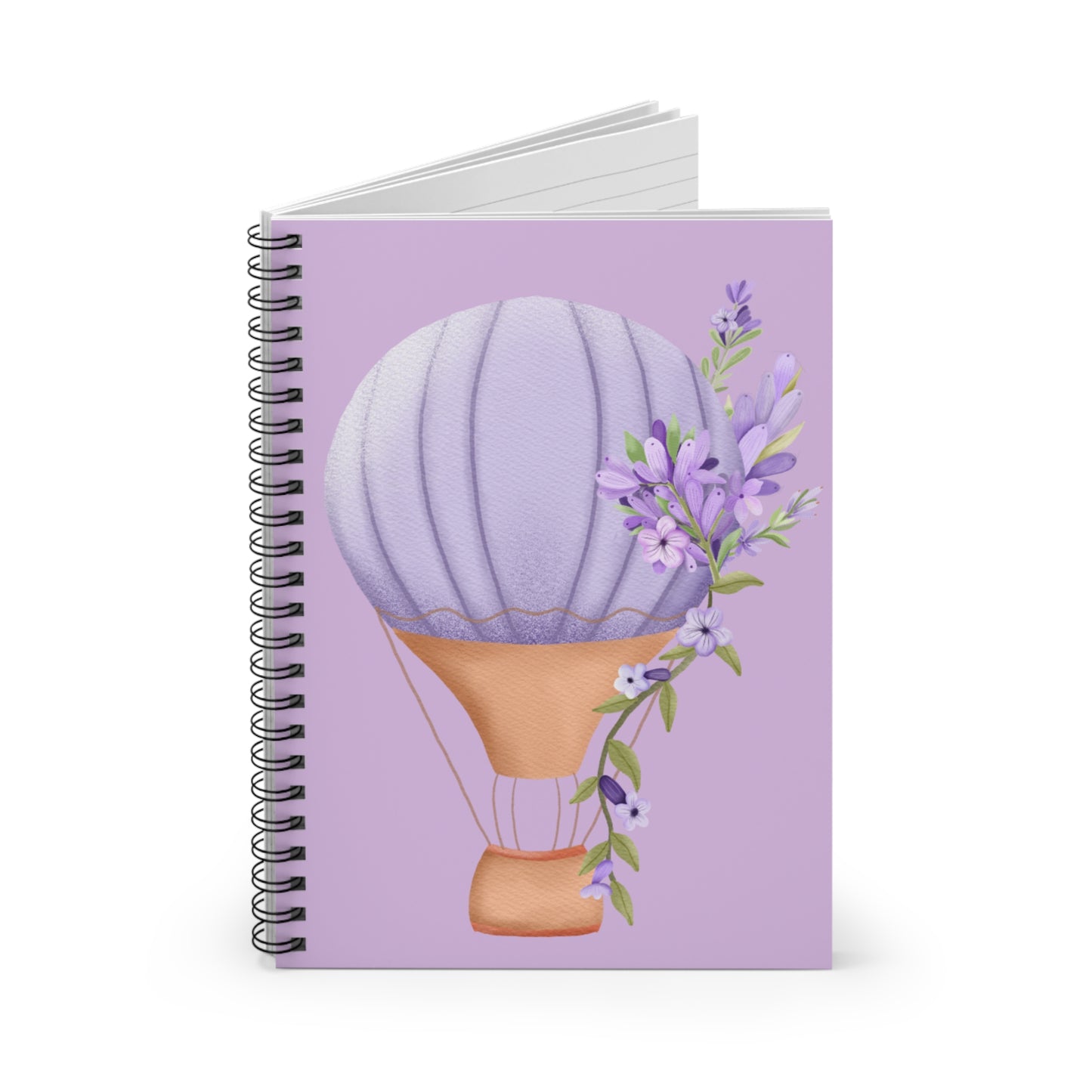 🪻 Purple Hot Air Balloon Spiral Notebook-Ruled Line - Lavender Design