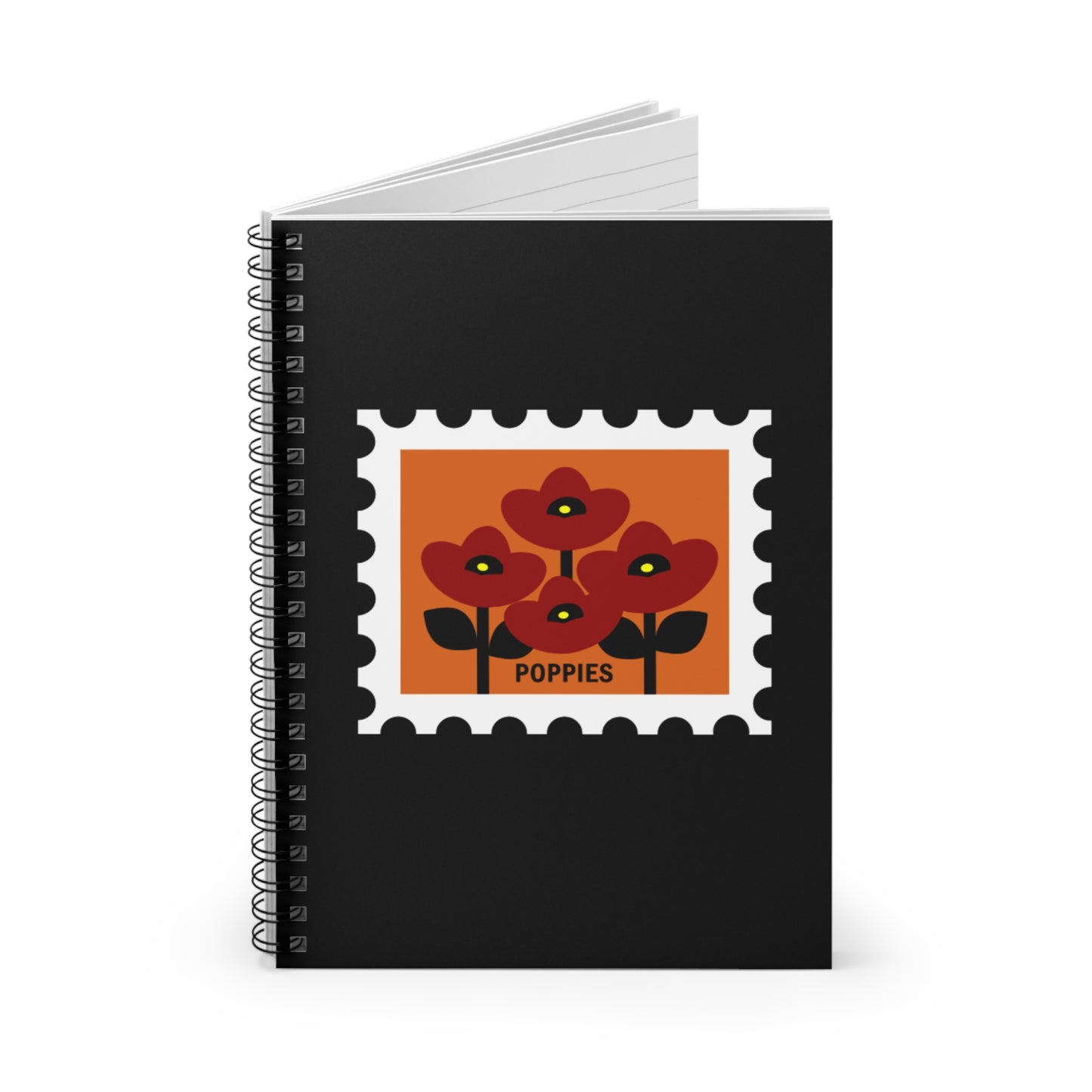 Colorful Poppies Stamp Spiral Notebook-Ruled Line