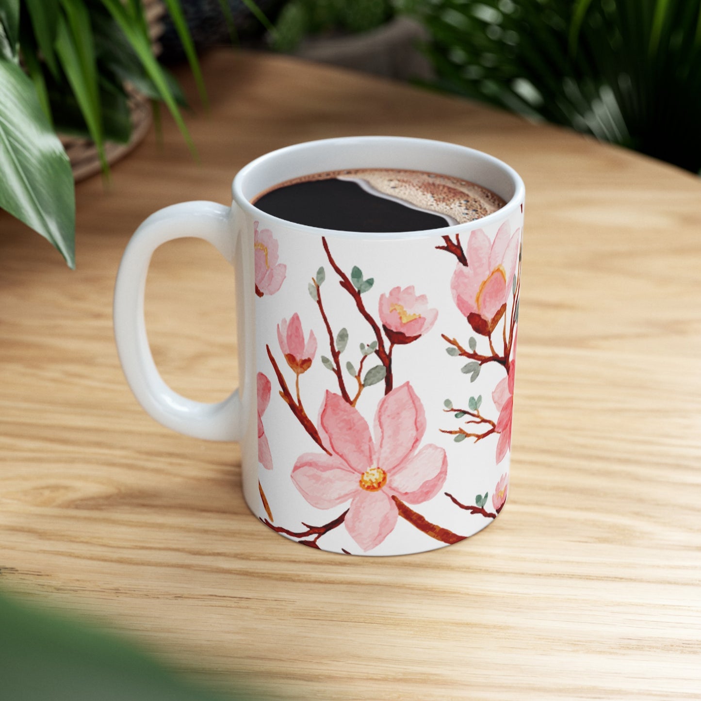 🌸 Cherry Blossom Watercolor Ceramic Mug - 11oz