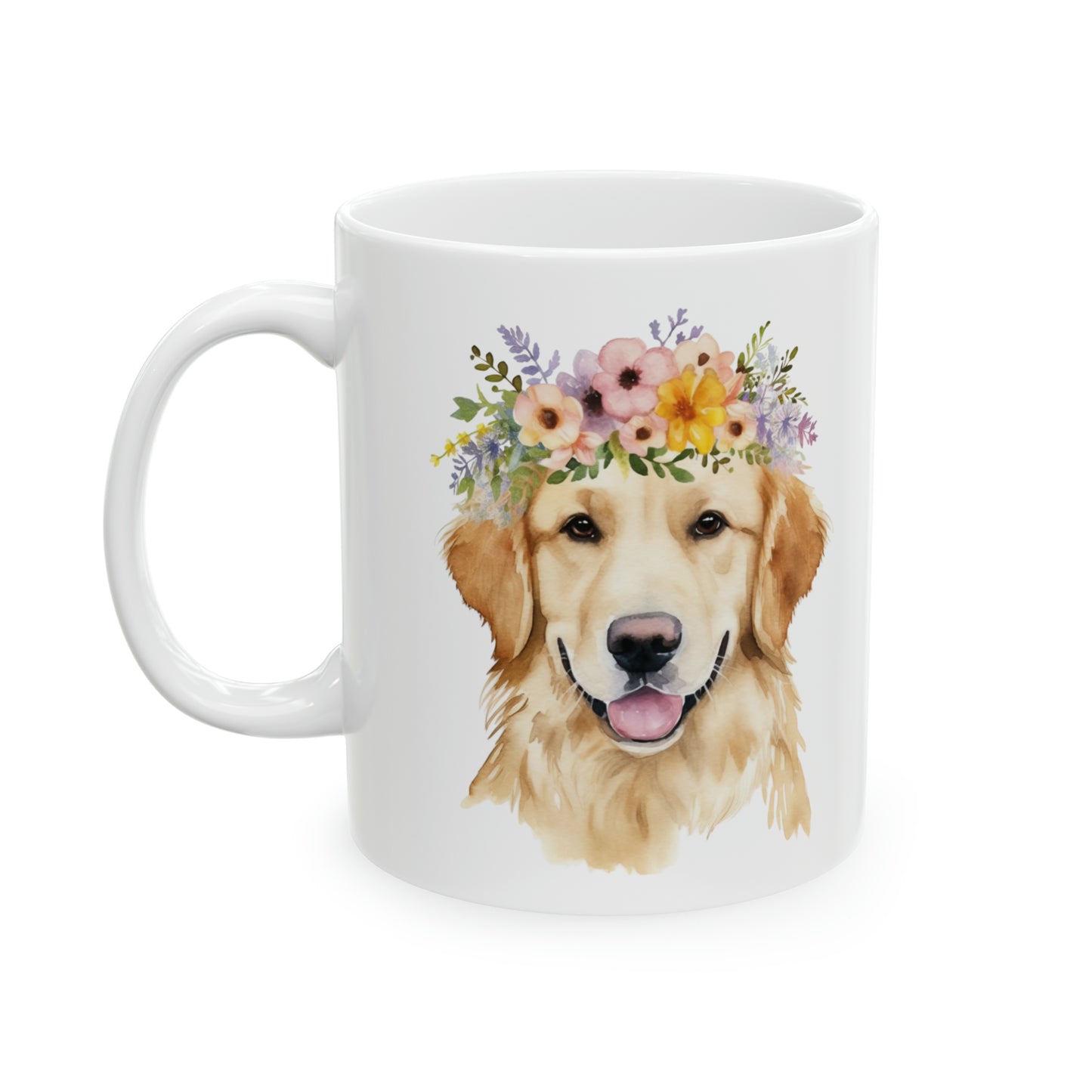 🌸 Golden Retriever Flower Crown Ceramic Mug 11oz - BPA Free