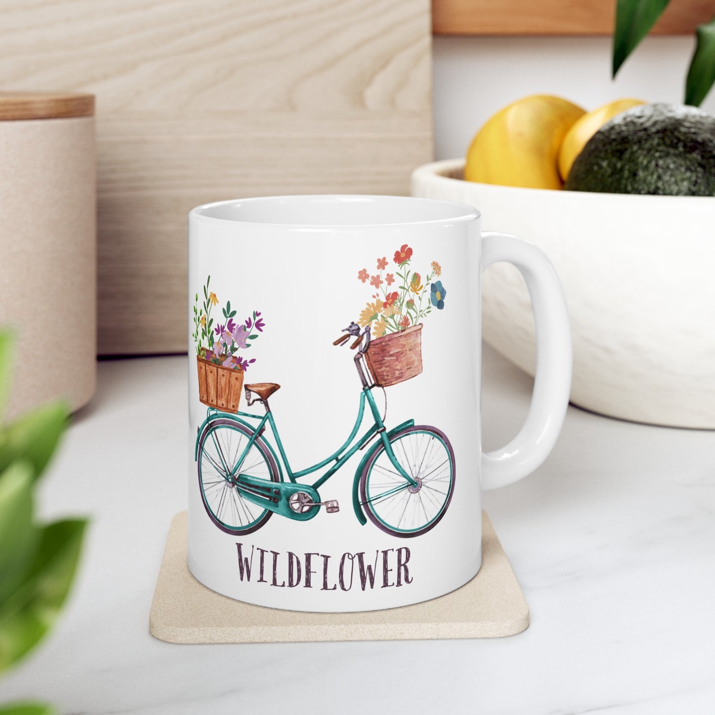 🚲 Wildflower Ride" Ceramic Mug 11 oz - Bicycle with Wildflowers