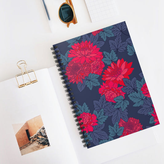 Red Blooms Spiral Notebook - Ruled Line