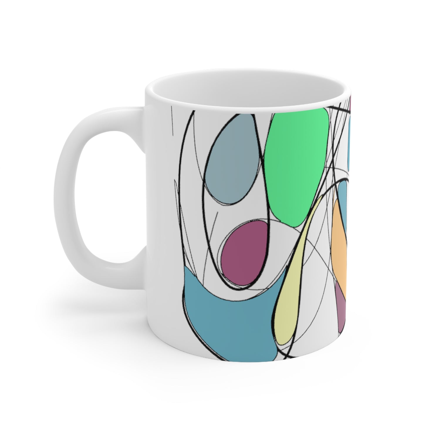 Hand-Drawn Abstract Ceramic Mug - 11oz