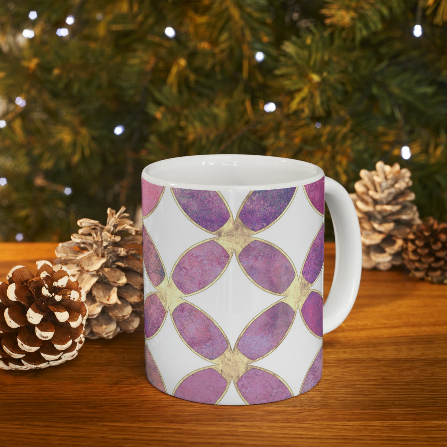 Stained Glass Watercolor Pastel Ceramic Mug, 11oz