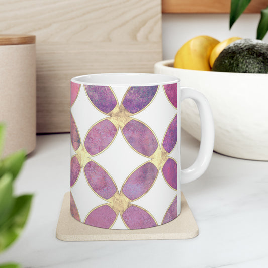 Stained Glass Watercolor Pastel Ceramic Mug, 11oz