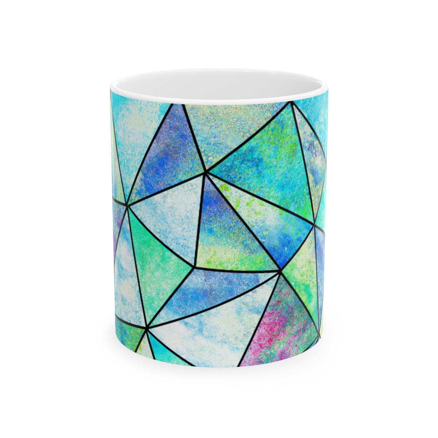 Watercolor Blue Stained Glass Ceramic Mug 11oz