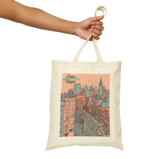 "Park Slope, Brooklyn" Urban Sketch Cotton Canvas Tote Bag