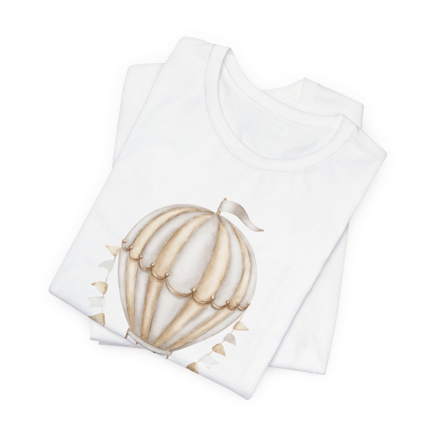 Coquette Beige and Gold Hot Air Balloon Unisex Jersey Short Sleeve Tee