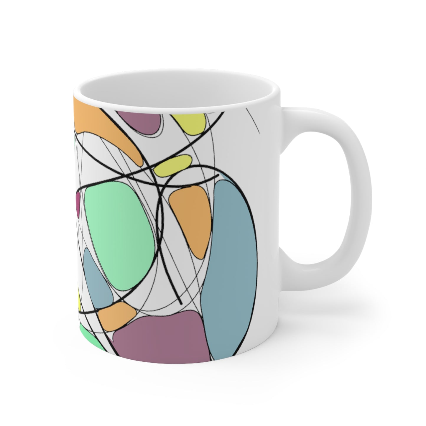 Hand-Drawn Abstract Ceramic Mug - 11oz