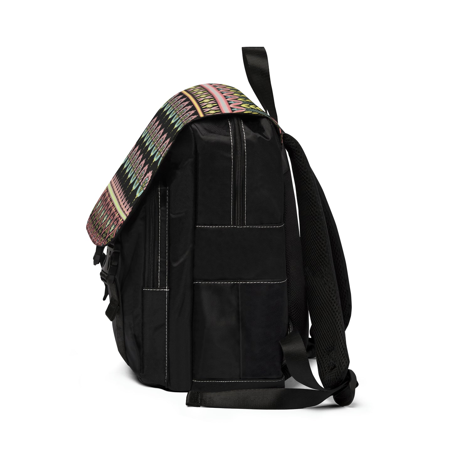 Black Pattern Elegance Unisex Casual Shoulder Backpack