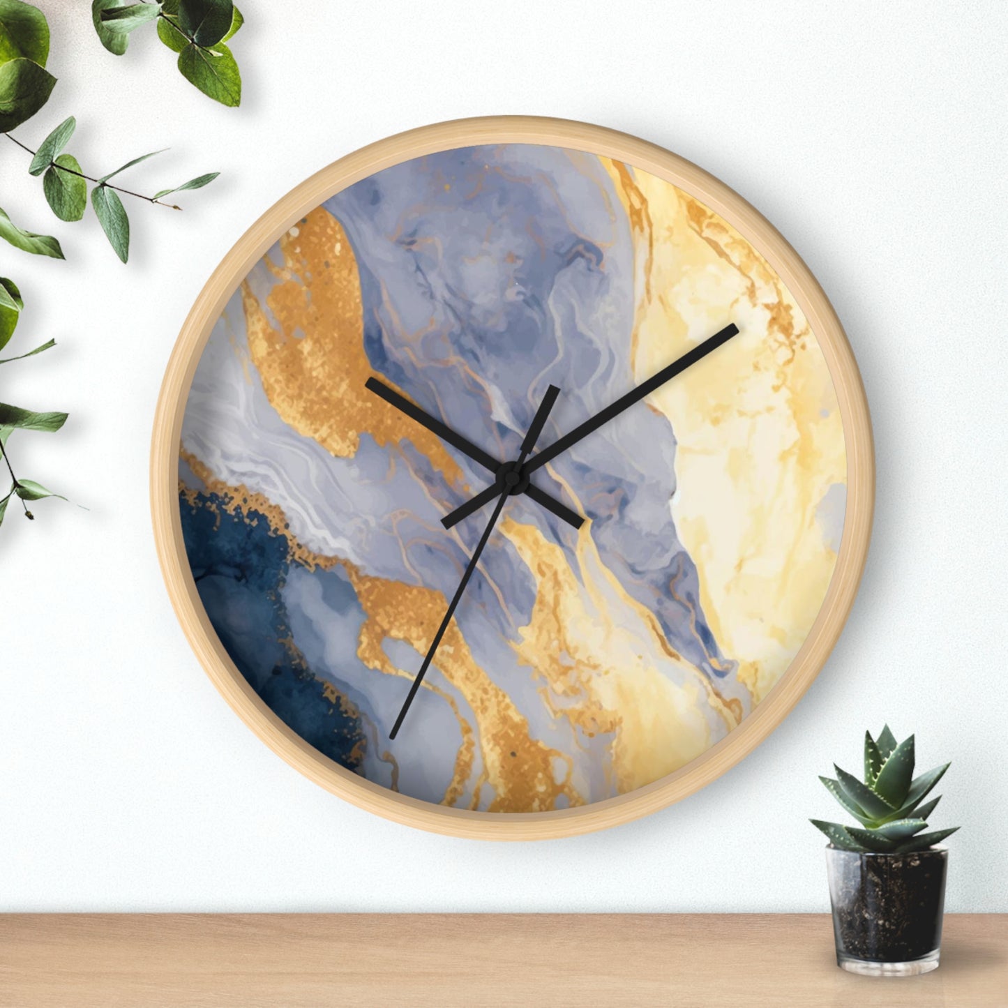 Blue Kintsugi Wall Clock