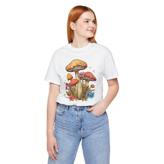 Whimsical Mushroom Floral Unisex Jersey Short Sleeve Tee