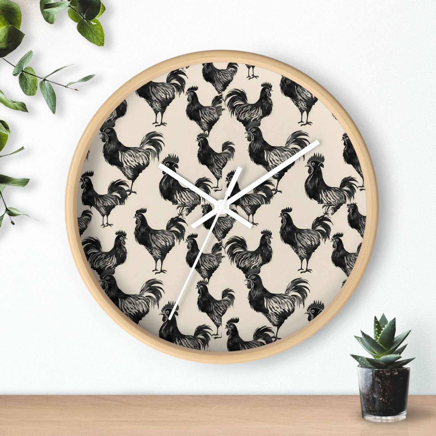 Midnight Roosters Wall Clock