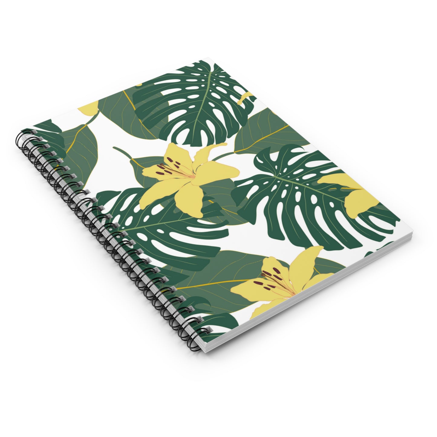 🍹"Tropical Paradise" Spiral Notebook-Ruled Line - Yellow Flowers