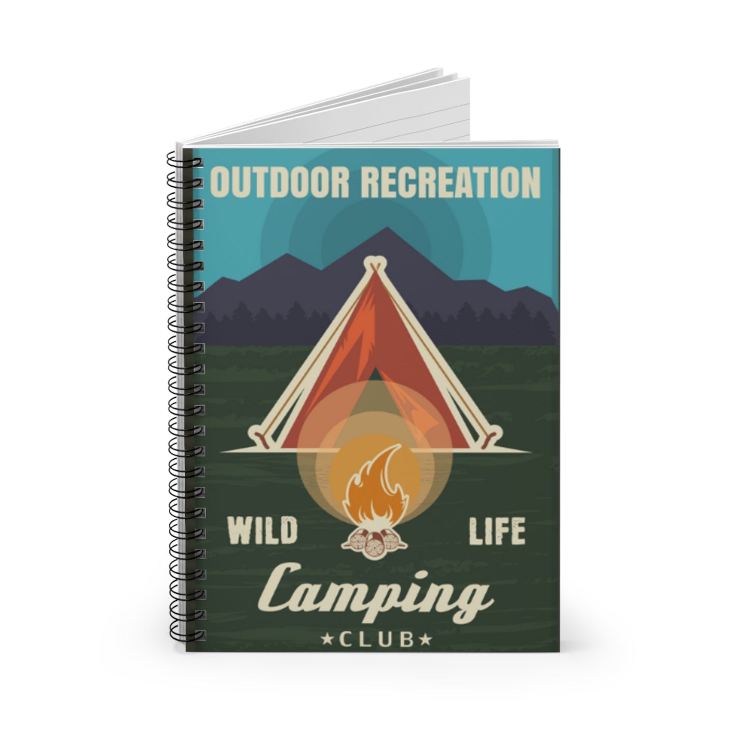 🏕️ "Wild Life Camping Club" Spiral Notebook-Ruled Line - Outdoor Design