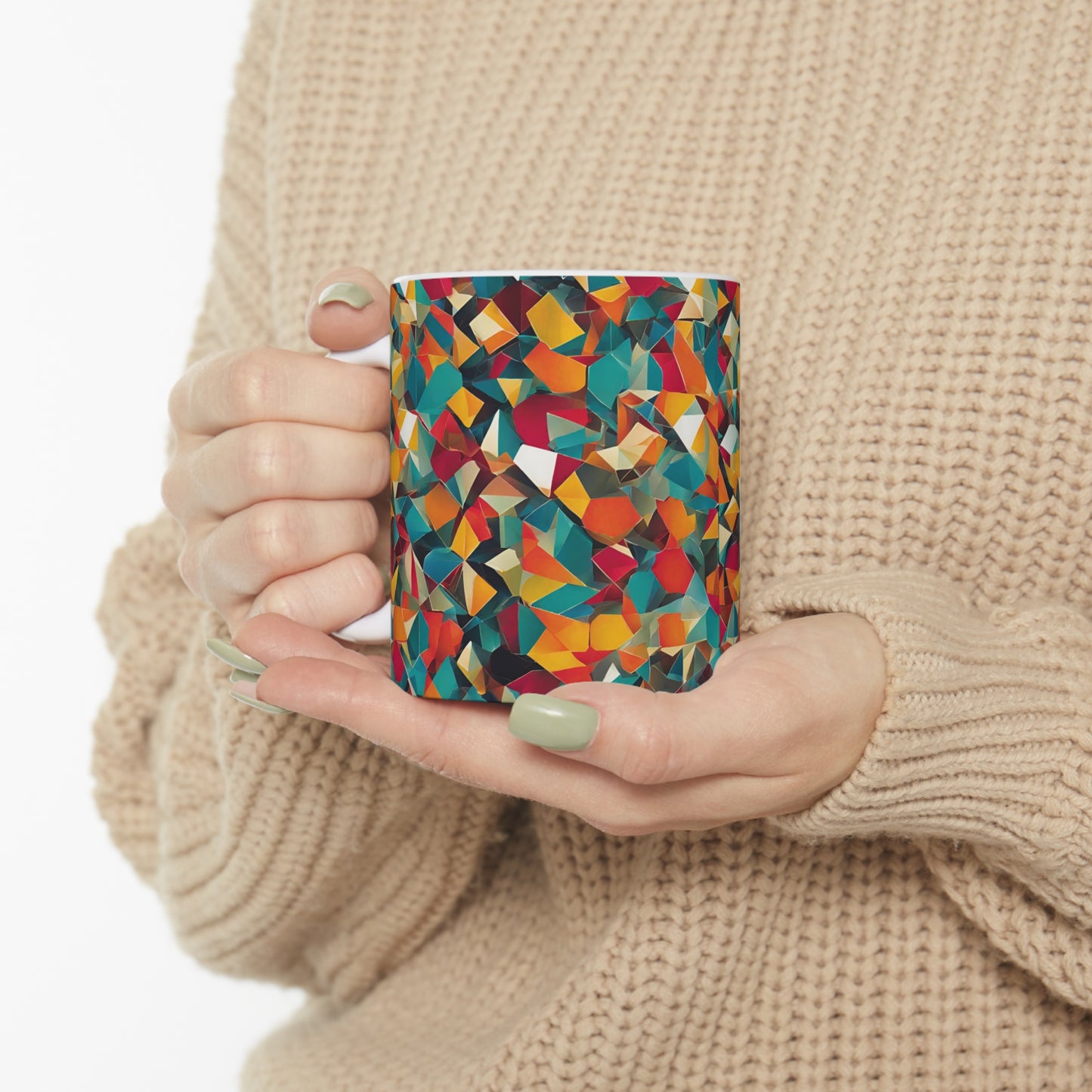 Abstract Rainbow in White Ceramic Mug 11oz