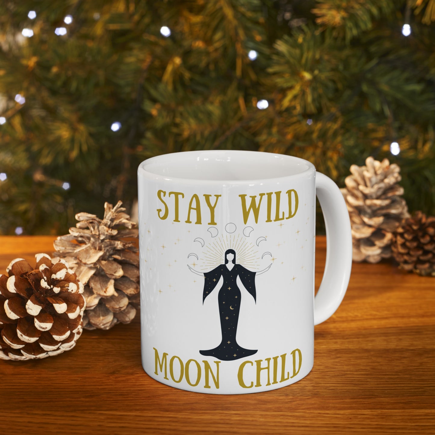 🌛 Stay Wild Moon Child Ceramic Mug 11 oz - Perfect Gift for Celestial Lovers