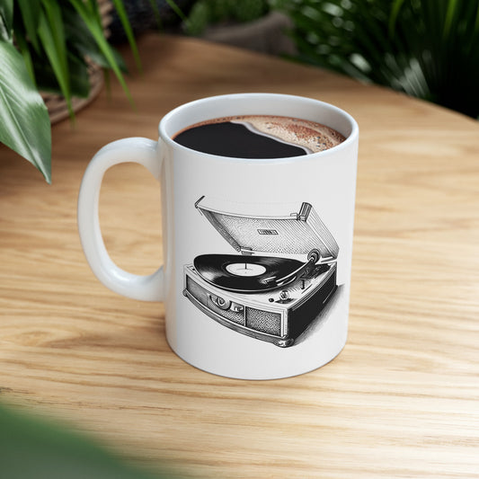 🎼 Vinyl Record Player Ceramic Mug 11oz - Retro Music Lover's Delight