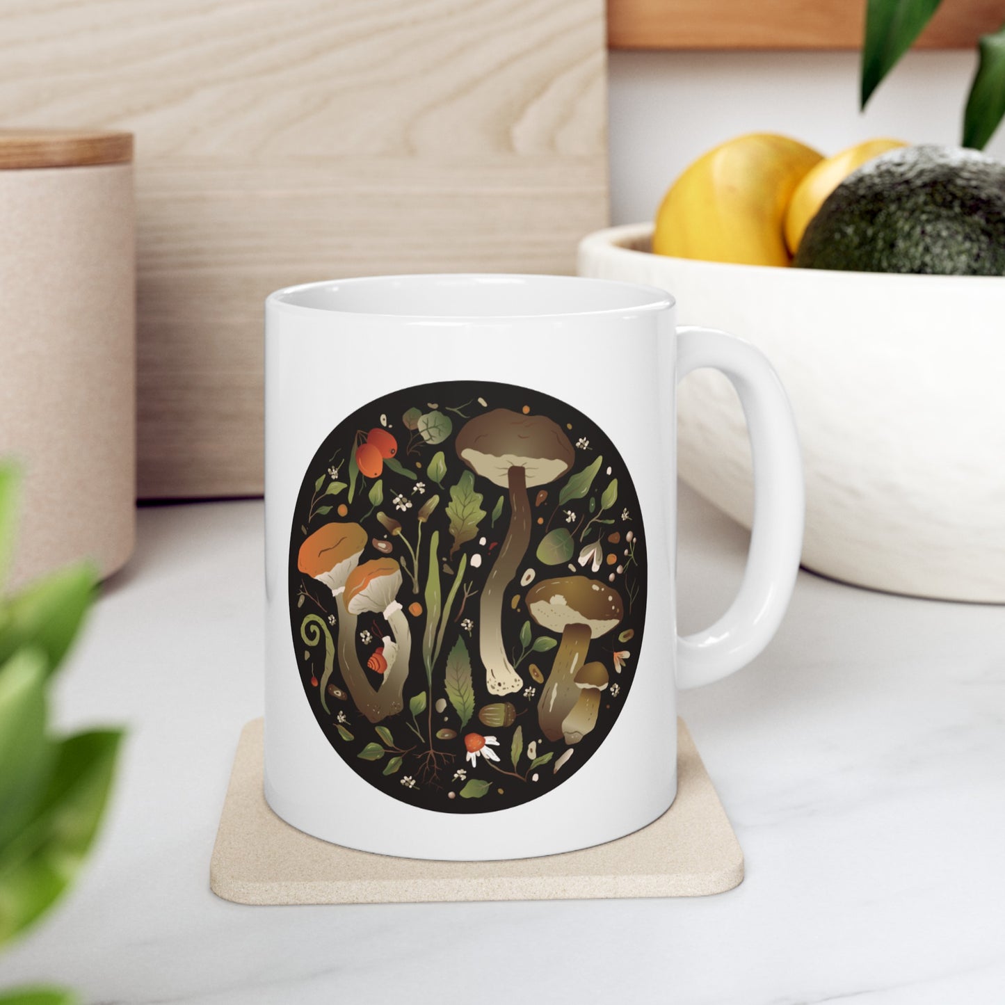 🍄 Garden Mushroom Love Ceramic Mug 11oz | Enchanting Design