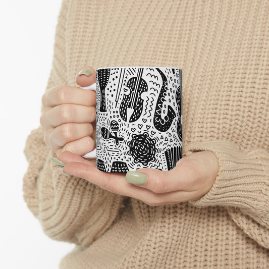 Monochrome Music Ceramic Mug 11oz