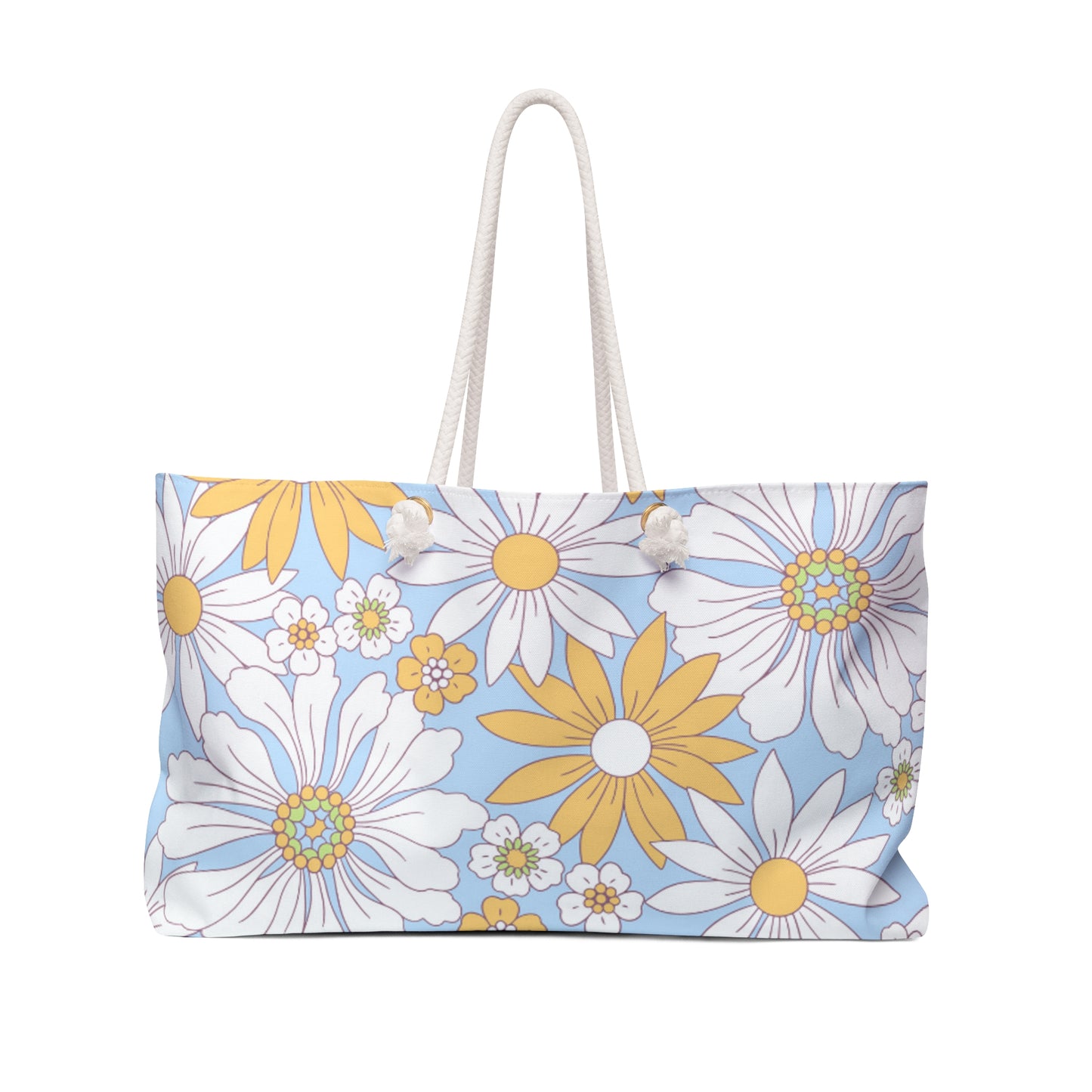 Retro Daisy Delight Weekender Bag - Light Blue