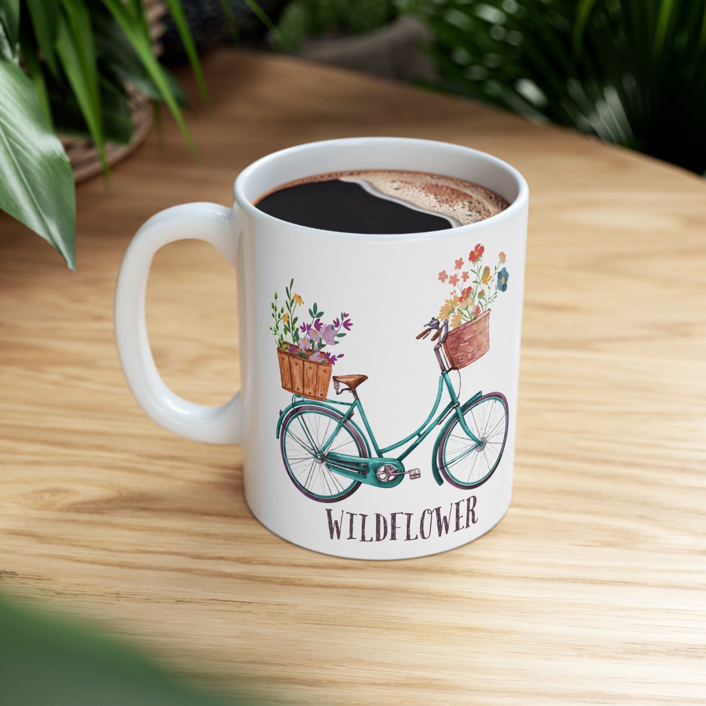 🚲 Wildflower Ride" Ceramic Mug 11 oz - Bicycle with Wildflowers