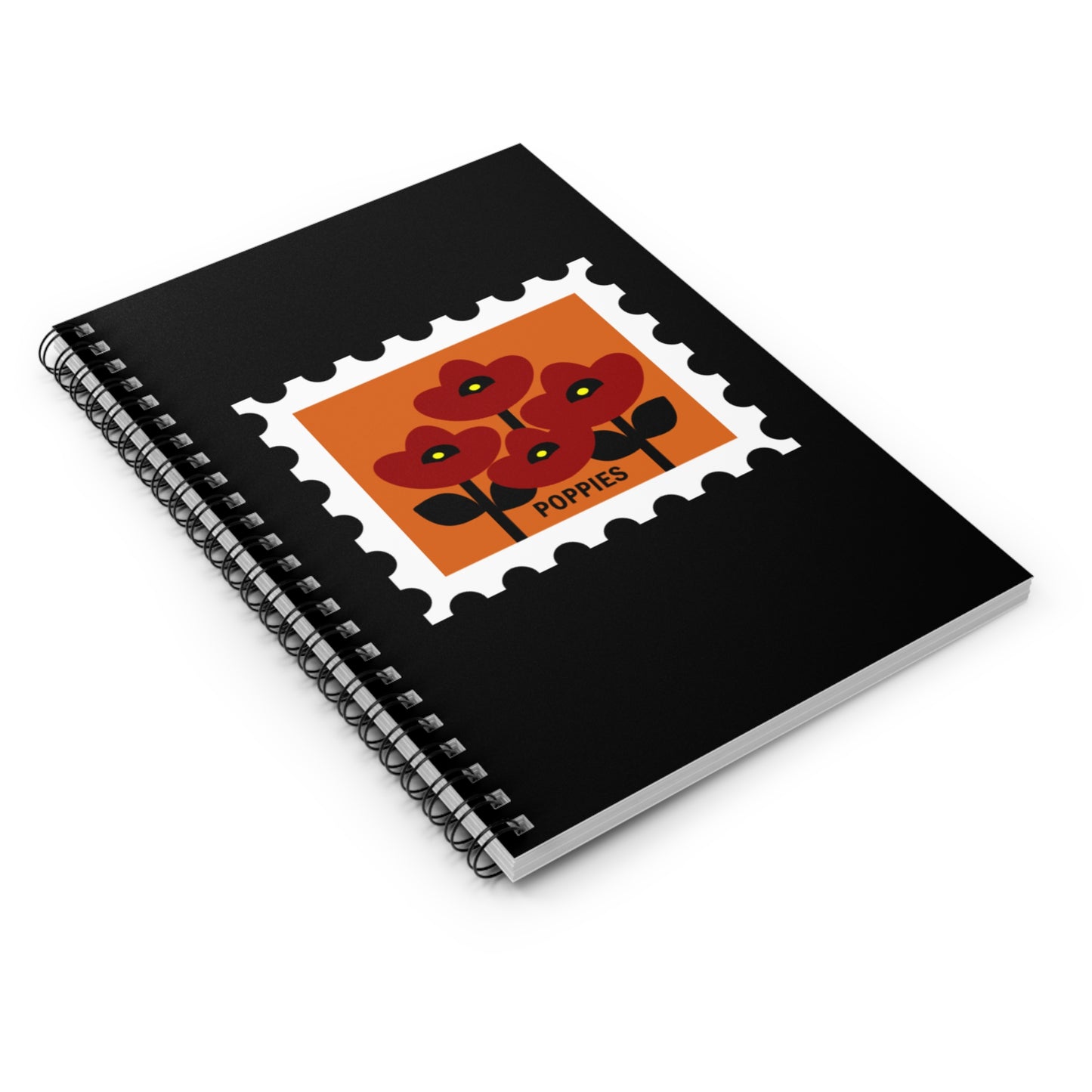 Colorful Poppies Stamp Spiral Notebook-Ruled Line