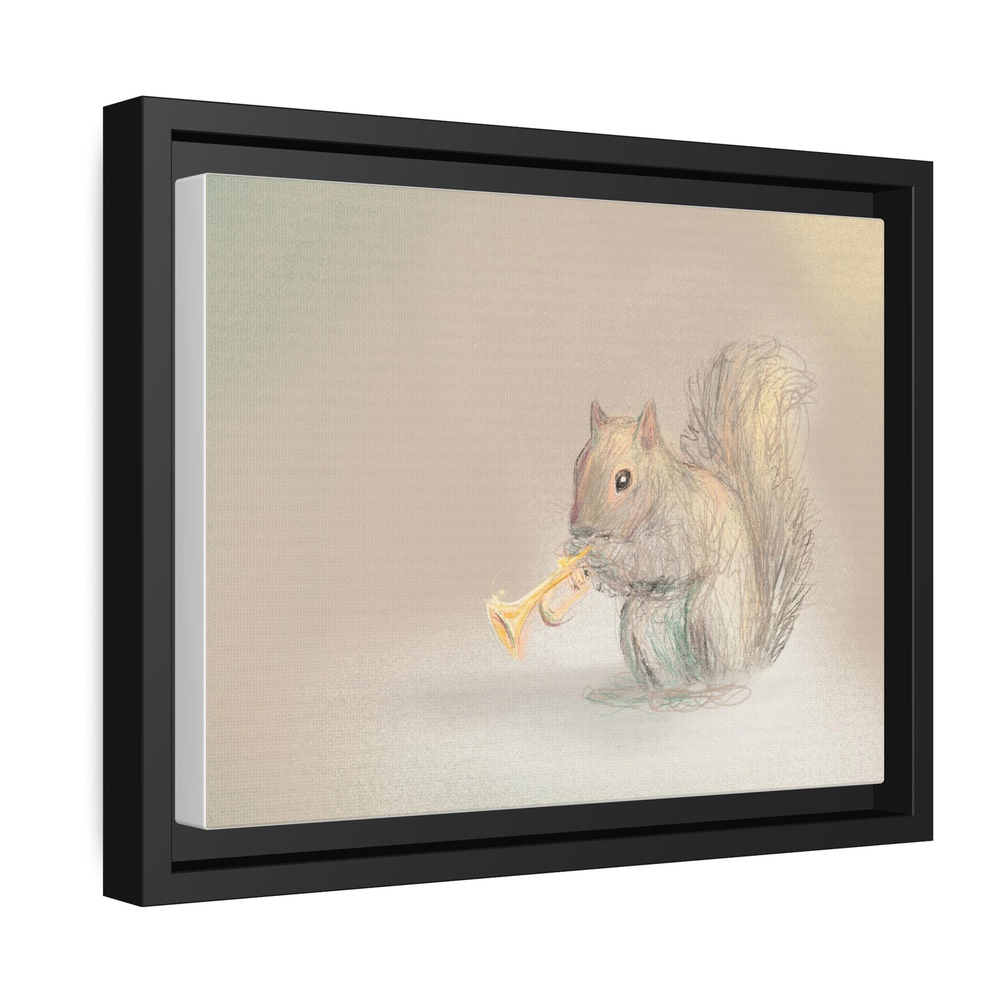 Squirrel Serenade Matte Canvas, Black Frame