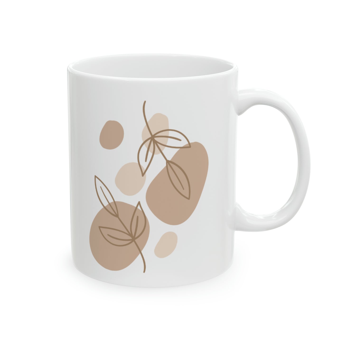 "Minimalist Plant Earth Tones" Ceramic Mug 11 oz - Modern Design