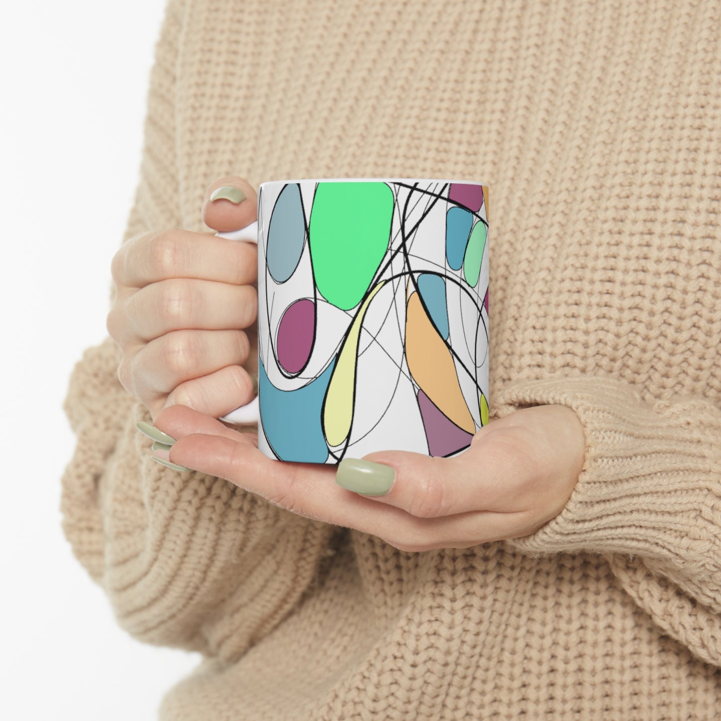 Hand-Drawn Abstract Ceramic Mug - 11oz