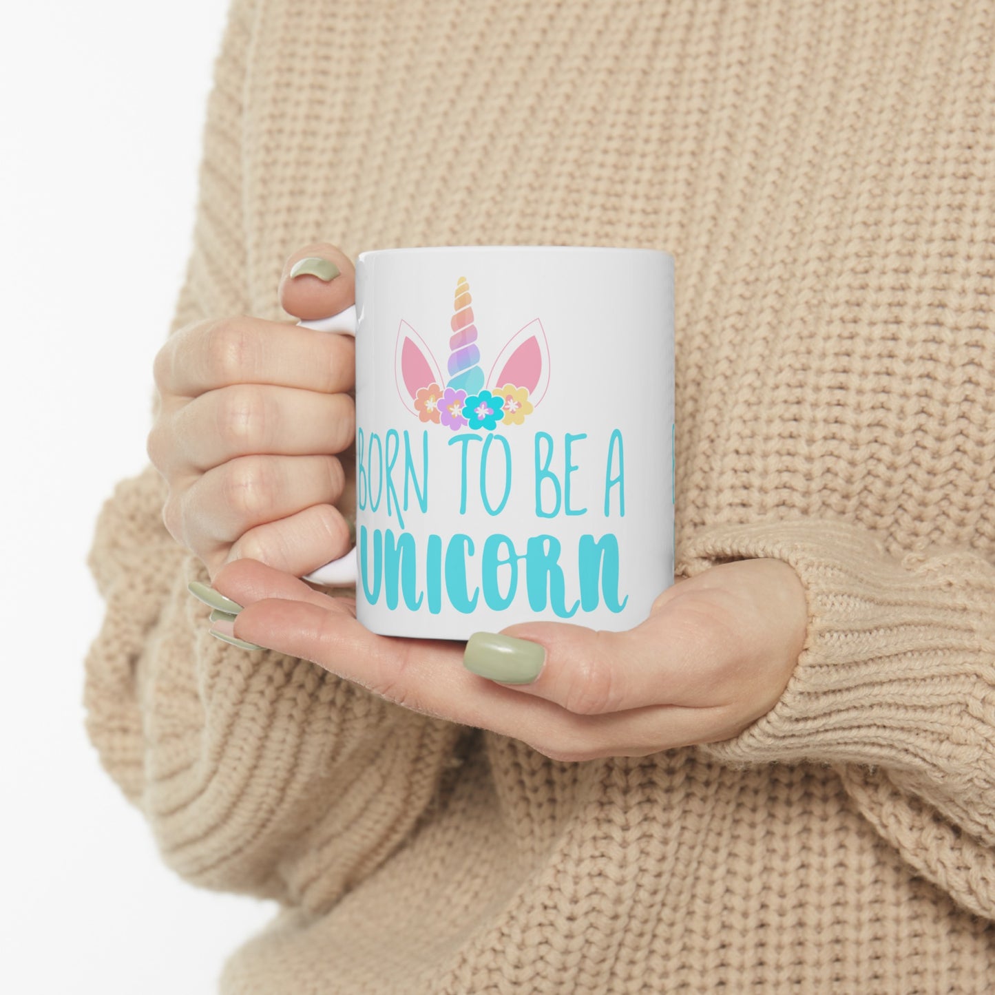 🦄 "Born to be a Unicorn" Ceramic Mug 11 oz - Whimsical Gift