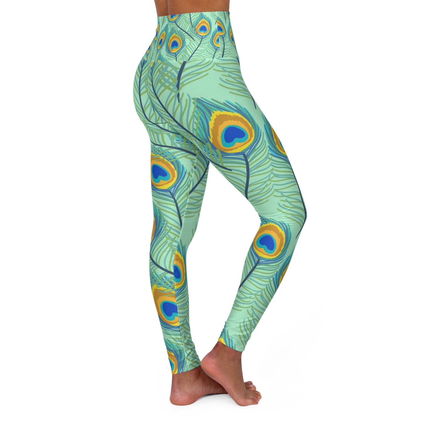 Peacock Feathers High Waisted Yoga Leggings