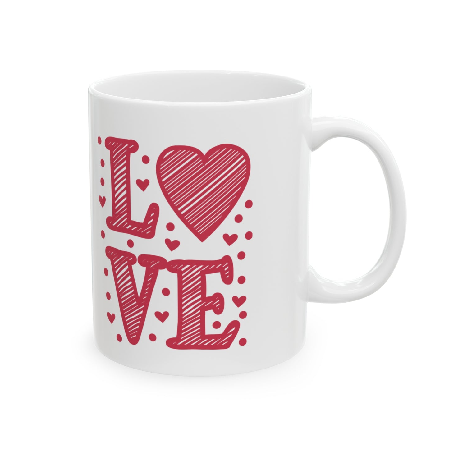 Love Red Heart Ceramic Mug 11oz - BPA-Free, Microwave & Dishwasher Safe