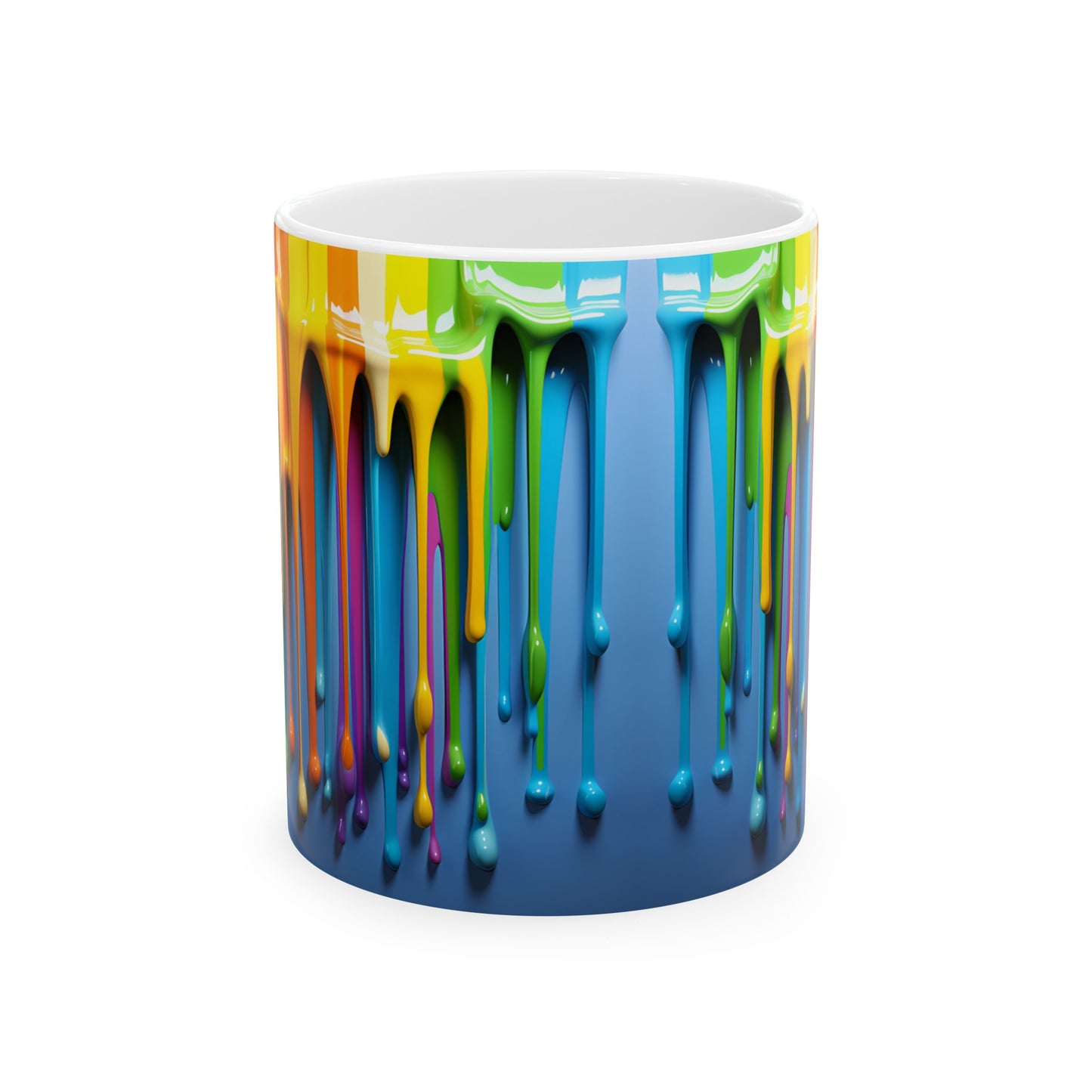 🎨 3D Rainbow Paint Ceramic Mug 11oz