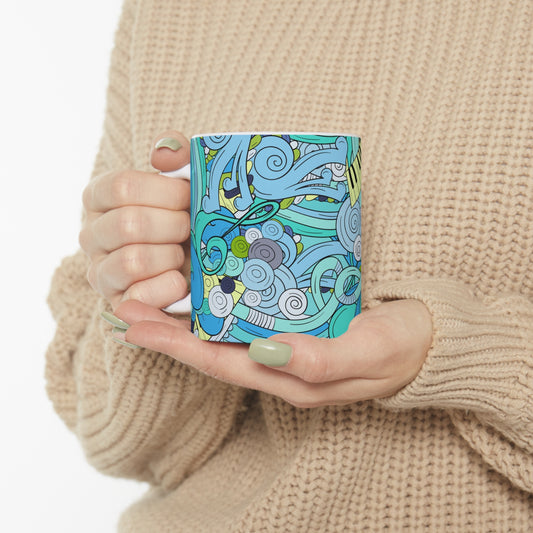 Music in Teal Ceramic Mug 11oz