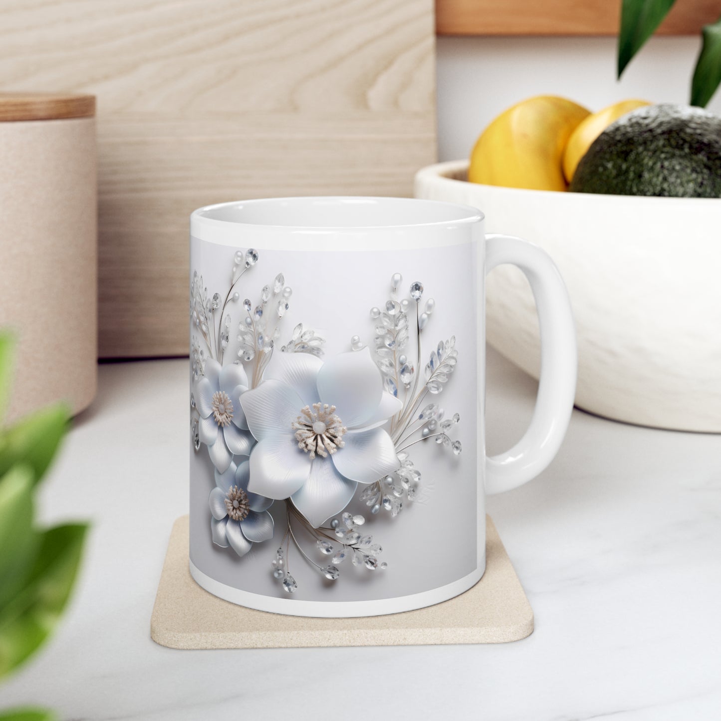 💎 3D Bridal Blooms Ceramic Mug 11oz