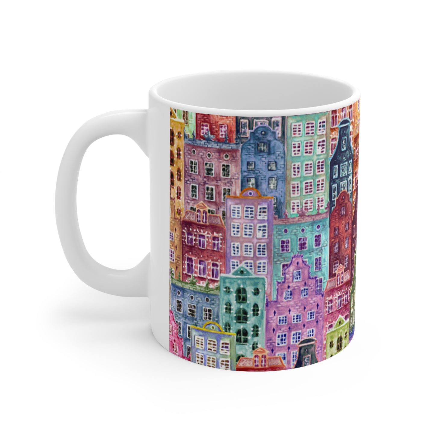 🏙️ Painted Buildings Ceramic Mug 11oz