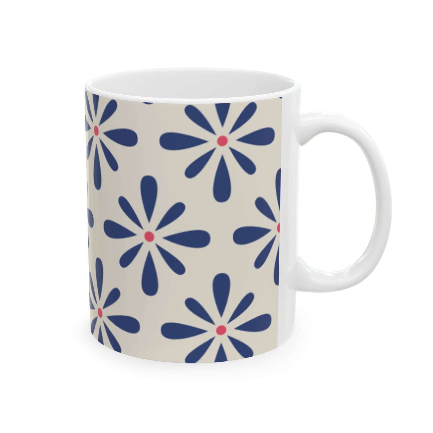 Blue and Red Flower Pattern Ceramic Mug 11oz | BPA-Free