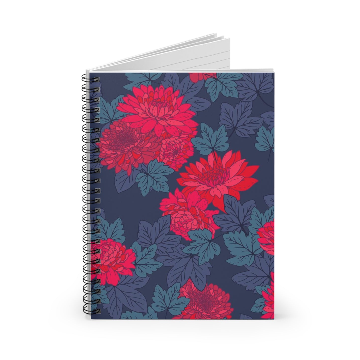 Red Blooms Spiral Notebook - Ruled Line