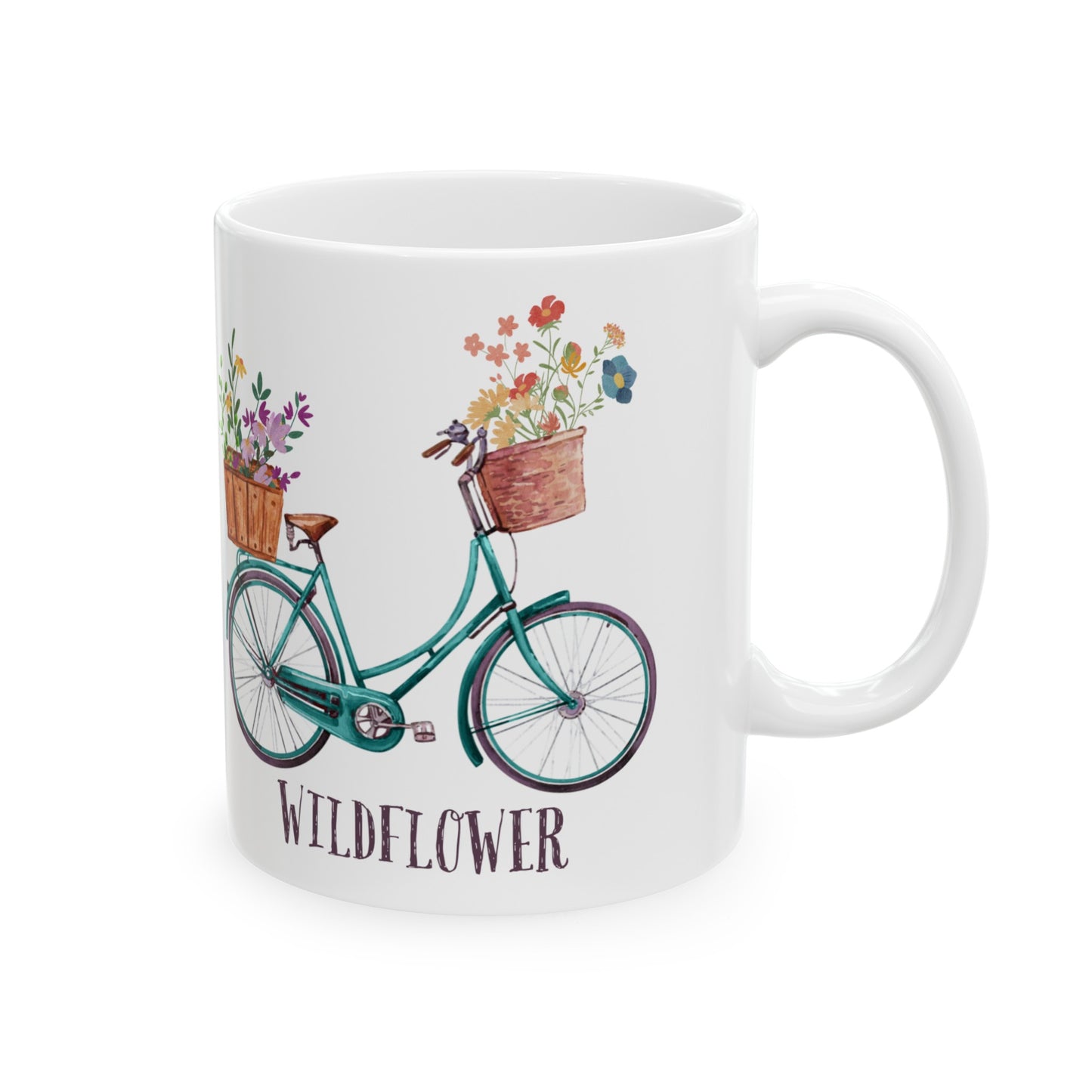 🚲 Wildflower Ride" Ceramic Mug 11 oz - Bicycle with Wildflowers