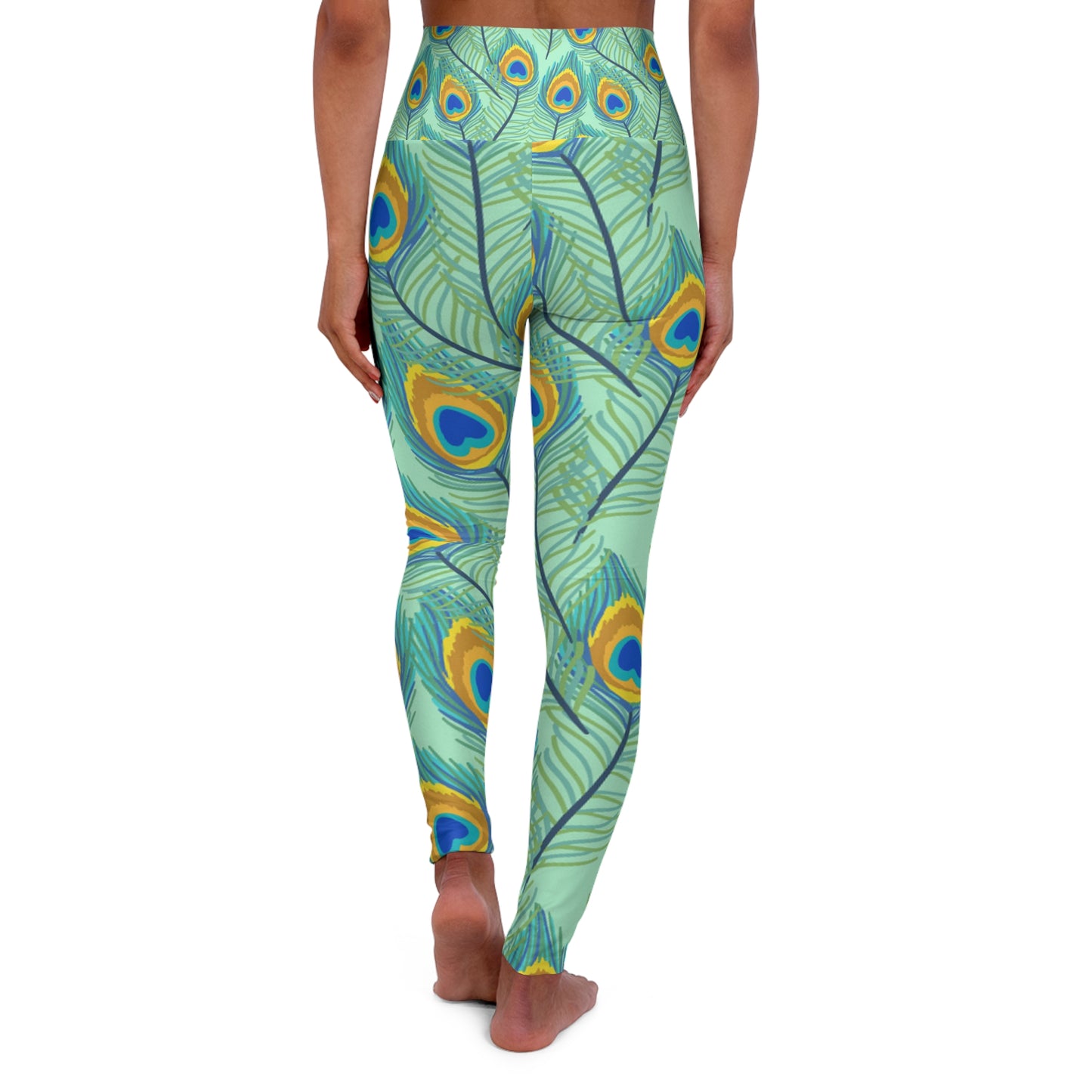 Peacock Feathers High Waisted Yoga Leggings